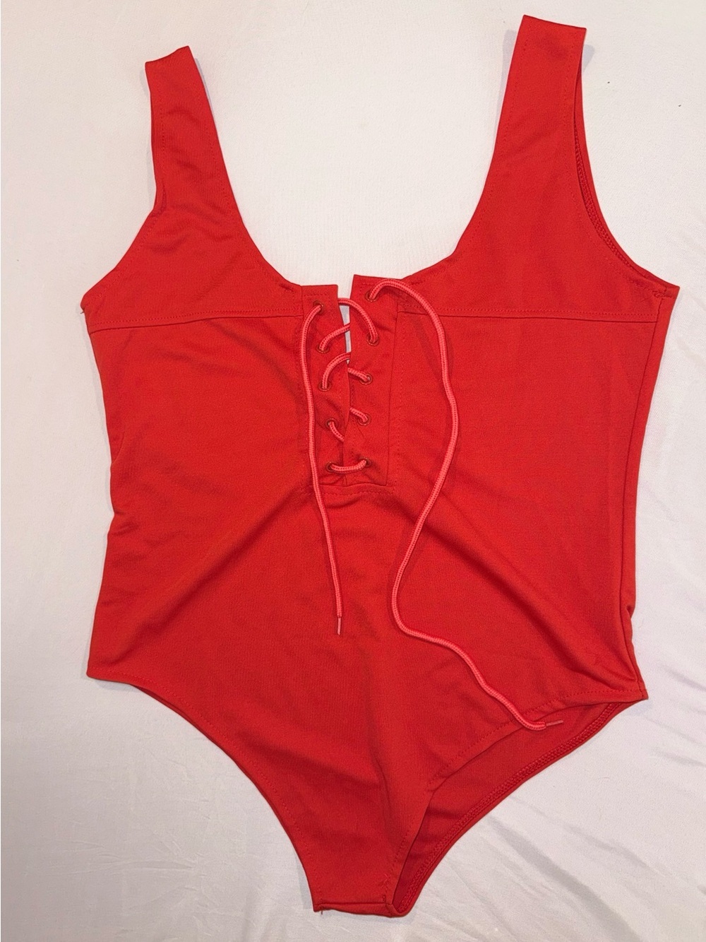 Women Red Lace-Up One-Piece Swimsuit NWOT size XL